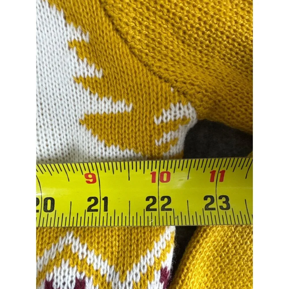 Ugly Christmas Sweater Yellow With Reindeer Design US L EU XL 100% Acrylic Holid - Picture 7 of 8